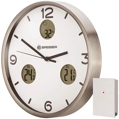 picture Bresser Optus MyTime Bresser MyTime io NX Thermo/Hygro Wall Clock 35cm, white,  1