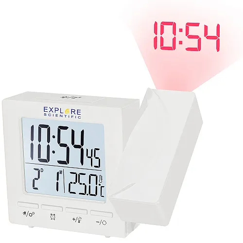 picture Explore Scientific RC Digital Projection Clock with Indoor Temperature, white