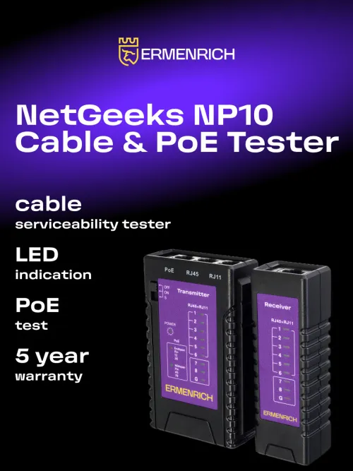 photograph Ermenrich NetGeeks NP10 Cable & PoE Tester,  8