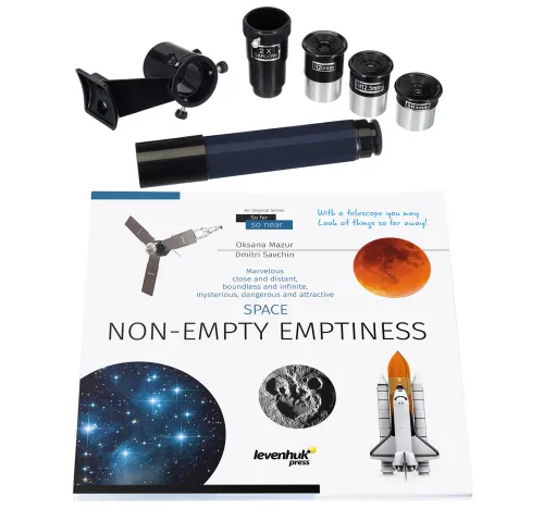 photograph Levenhuk Discovery Spark 114 AZ Telescope with book,  3