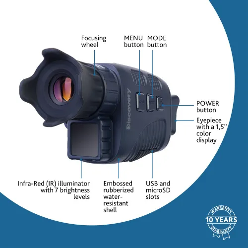 picture Levenhuk Discovery Night ML10 Digital Night Vision Monocular with Tripod,  15