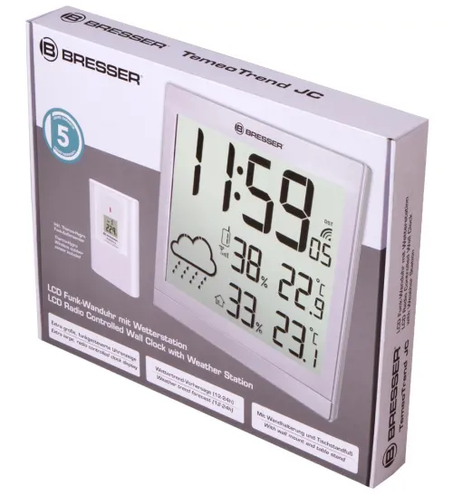 photograph Bresser TemeoTrend JC LCD RC Weather Station (Wall clock), silver,  10