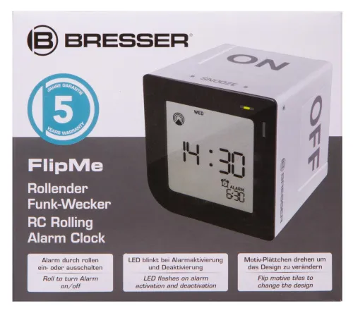 image Bresser FlipMe Tabletop Alarm Clock, silver,  16