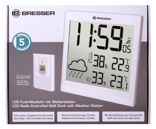 photograph Bresser TemeoTrend JC LCD RC Weather Station (Wall clock), white,  11