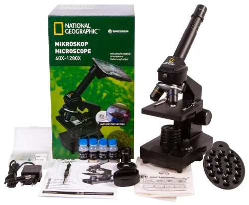 picture Bresser National Geographic 40x–1280x Microscope with Smartphone Holder,  2