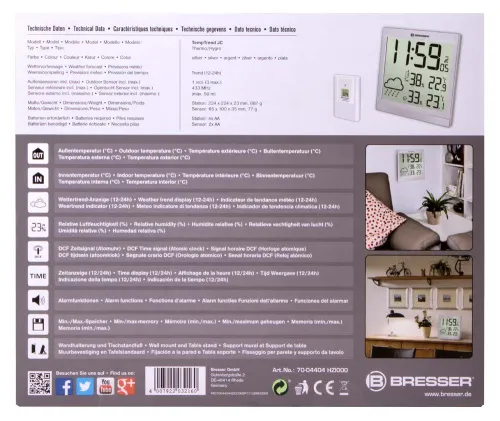 photograph Bresser TemeoTrend JC LCD RC Weather Station (Wall clock), silver,  12