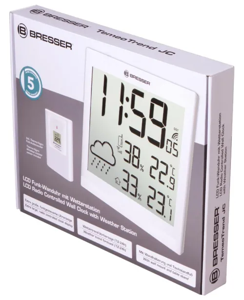 photograph Bresser TemeoTrend JC LCD RC Weather Station (Wall clock), white,  10