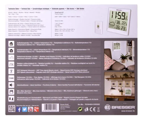 photograph Bresser TemeoTrend JC LCD RC Weather Station (Wall clock), white,  12