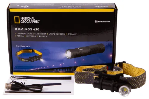 photograph Bresser National Geographic ILUMINOS 450 LED Flashlight with Head Mount,  2