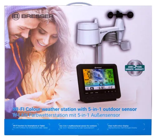 photograph Bresser 5-in-1 Wi-Fi Weather Station with Colour Display, black,  12