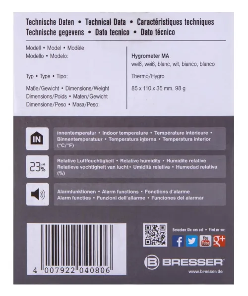 picture Bresser Mould Alert Hygrometer, white,  10