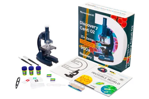 photograph Levenhuk Discovery Centi 02 Microscope with book,  2