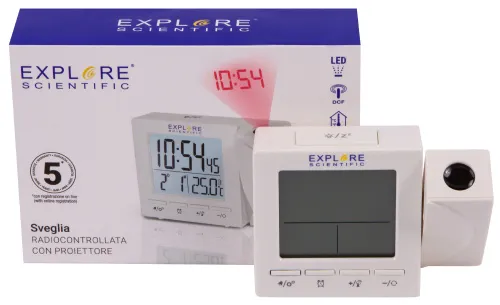 picture Explore Scientific RC Digital Projection Clock with Indoor Temperature, white,  13