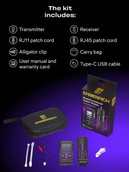 picture Ermenrich NetGeeks NP50 Multifunctional Cable Tester,  18
