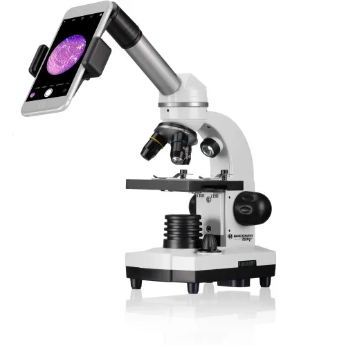 photograph Bresser Junior Biolux SEL 40–1600x Microscope with case, white,  2