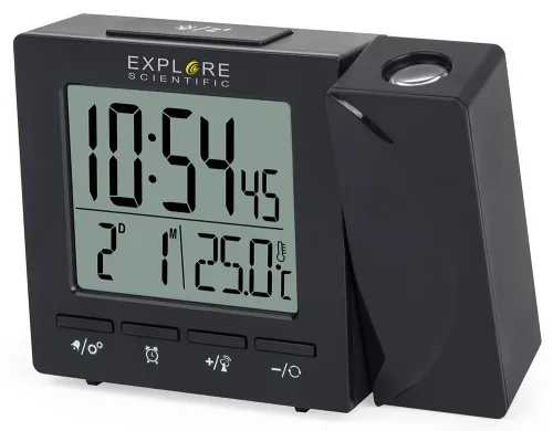photograph Explore Scientific RC Digital Projection Clock with Indoor Temperature, black,  7