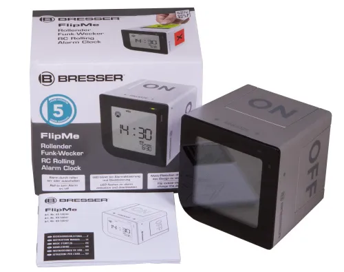 image Bresser FlipMe Tabletop Alarm Clock, silver,  10