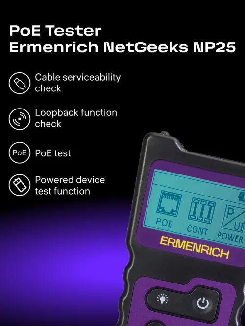 image Ermenrich NetGeeks NP25 PoE Tester,  13