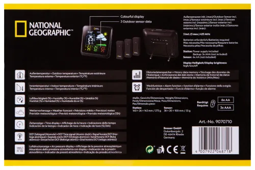 photo Bresser National Geographic VA Weather Station with Color Display and 3 Sensors,  16
