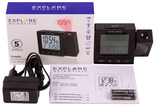 photograph Explore Scientific RC Digital Projection Clock with Indoor Temperature, black,  6