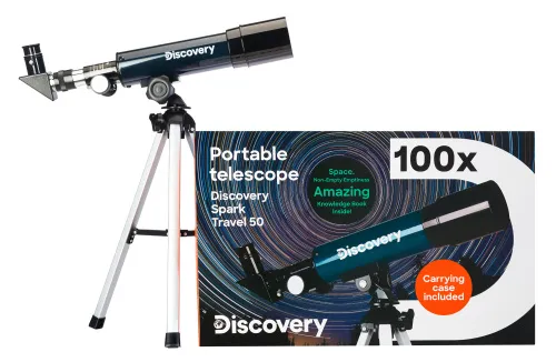 picture Levenhuk Discovery Spark Travel 50 Telescope with book,  2