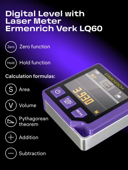 photo Ermenrich Verk LQ60 3-in-1 Digital Level with Laser Meter,  11