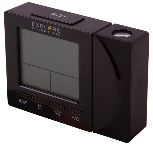 photograph Explore Scientific RC Digital Projection Clock with Indoor Temperature, black,  8