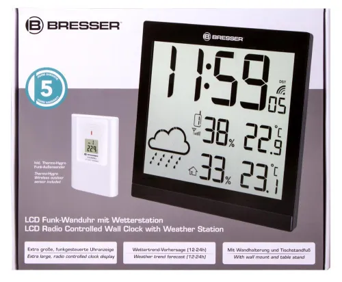 photo Bresser TemeoTrend JC LCD RC Weather Station (Wall clock), black,  11