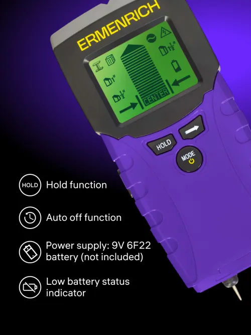 photo Ermenrich Ping TM100 2-in-1 Stud and Moisture Detector,  10