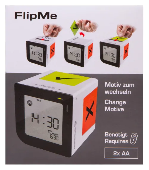 image Bresser FlipMe Tabletop Alarm Clock, silver,  14