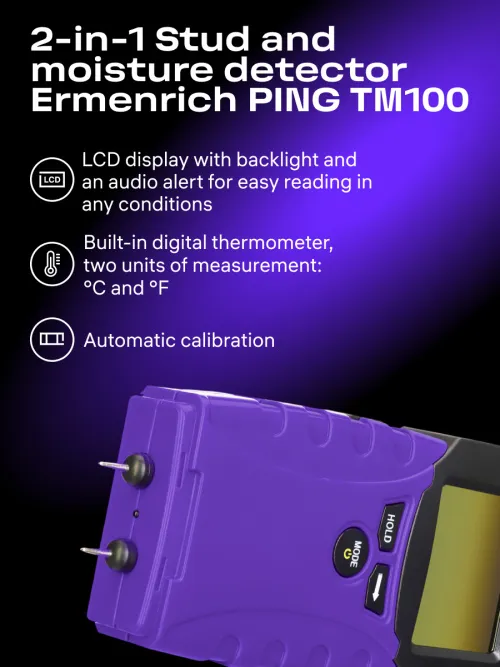 photo Ermenrich Ping TM100 2-in-1 Stud and Moisture Detector,  9