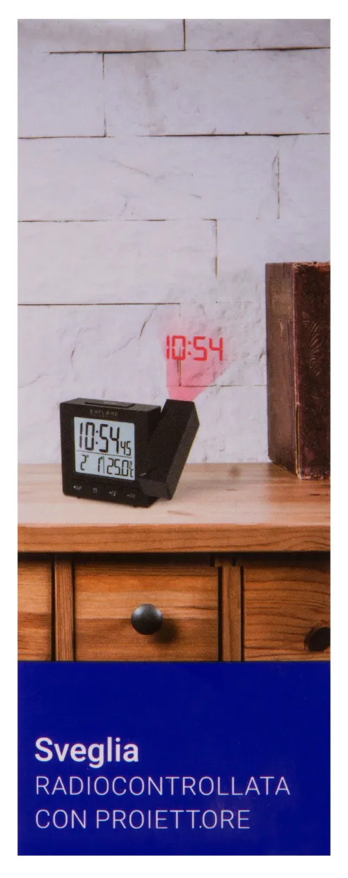 photograph Explore Scientific RC Digital Projection Clock with Indoor Temperature, black,  18