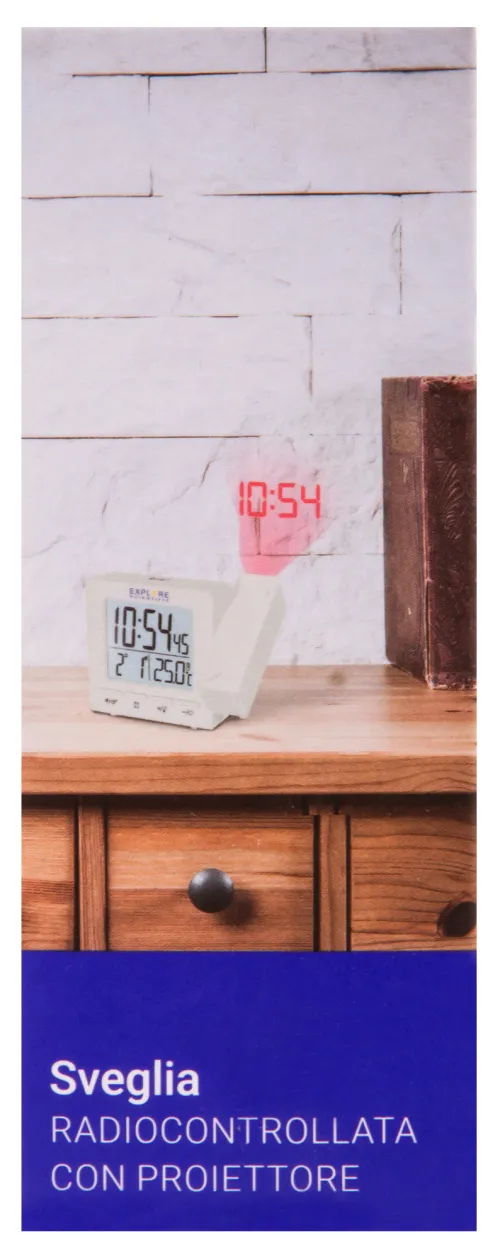 picture Explore Scientific RC Digital Projection Clock with Indoor Temperature, white,  17
