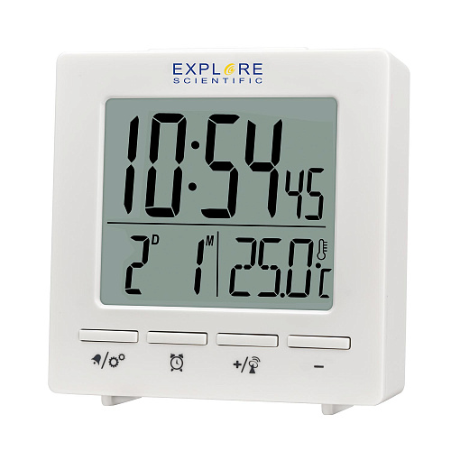 photograph Explore Scientific RC Digital Clock with Indoor Temperature, white