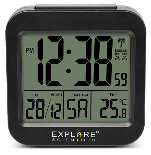 picture Explore Scientific RC Alarm Clock, black